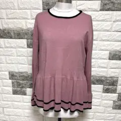 美品【IEDIT】フェリシモ長袖ニット セーター フレア4Lピンク大きめゆったり