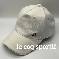 ルコック ロゴ エンボス加工 キャップ ホワイト メンズ サイズ調整可能