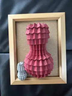 折り紙アート 赤と灰色 立体作品