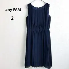 エニィファム ノースリーブワンピース パーティドレス タック プリーツ 膝丈