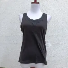 新品未使用　ブラック レースネック タンクトップ　M~Lサイズ