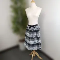美品38 M'S GRACY リボンヤーン・ツイード 膝丈スカートのサムネイル