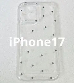 【iPhone17ケース】シンプル可愛い　クリアカバーと黒い水玉　透明ケース