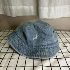【HUF】デニム バケットハット ロゴ刺繍 ライトブルー バケハのサムネイル