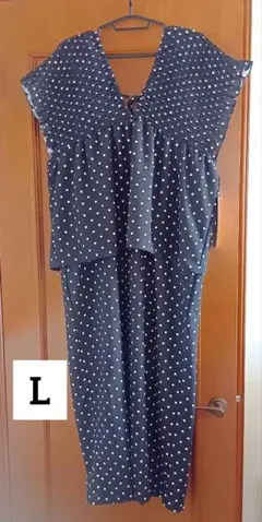 Lサイズ 新品 しまむら laxdantia シャーリングドット ワンピース