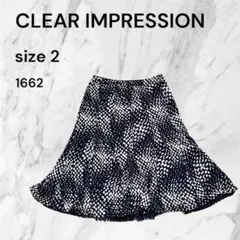 CLEAR IMPRESSION フレアスカートドット柄上品きれいめ　サイズ2のサムネイル