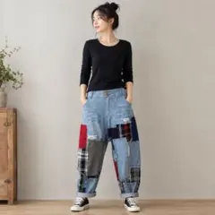 kOhAKU パッチワークデニムパンツ サイズ1 サルエル 異素材 個性派