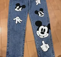 ZARA ミッキーマウス刺繍デニムパンツ