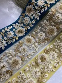 インド刺繍リボン 50cmカット 3本セット SALE インドリボン 刺繍