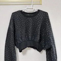 ZARA ラインストーン クロップド スウェット