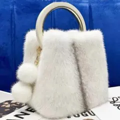新品◆限定 上品なクロスミンク毛皮使用！2wayショルダーバッグ /毛皮ファー
