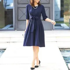 ルイルエブティック セレモニーワンピース M ネイビー 入学式 卒業式 上品素敵