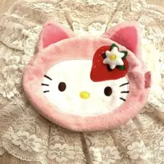 レトロ‼️コスプレキティ ポーチ いちご ピンク ネコ かぶりものシリーズのサムネイル
