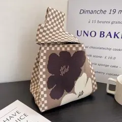 【大人気！】ニットバッグ  花＆ギンガムチェック柄