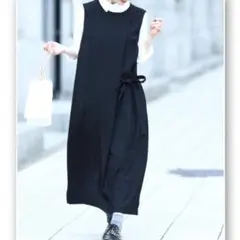 cawaii カワイイ ストレートドレープ ワンピース　セレモニー　ロング　黒