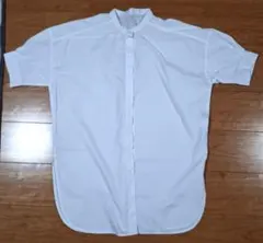 ホワイト 半袖スタンドカラーシャツ