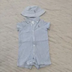 Ralph Lauren 6M ストライプロンパース帽子セット