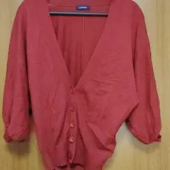 pour la frime 赤 五分袖カーディガン