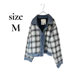 海外古着☆en Croute チェック柄デニムジャケット M