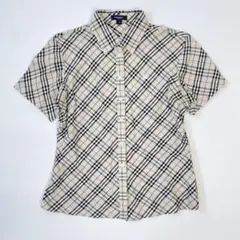 BURBERRY LONDON ノバチェック半袖シャツ Lサイズ ホースロゴ刺繍