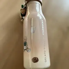 スタバ　ジェラピケ　ペアチャーム付きステンレスボトル　モカベージュ　新品　限定