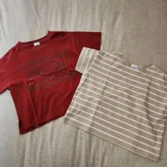 ローリーズファーム 半袖Tシャツ 2枚セット ロゴ ボーダー 100 110のサムネイル