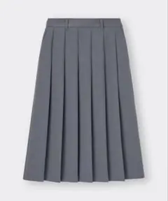 GU新品未使用／プリーツAラインミディスカート／ダークグレー／XL