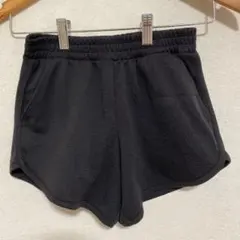 アスレティックワークス 無地 ショートパンツ ドルフィン裾 S 黒 運動 部屋着