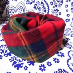 人気柄☆即日発送　赤　フリース チェック柄 スヌード　ネックウォーマー