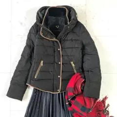 ザラ　ZARA　ショートダウン　カーキ