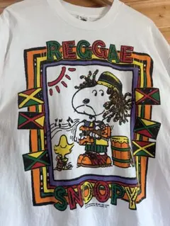 90s USA製 レゲエ スヌーピー フルーツオブザルーム シングルステッチ