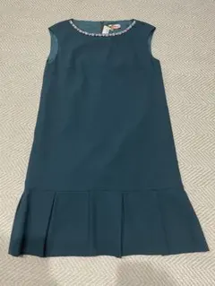 最終セール　オペークドットクリップ　結婚式　ドレス　グリーン