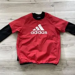 adidas ピステ 2点セット赤黒 グレー防寒重ね着160サイズ