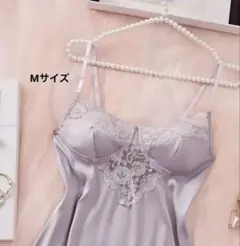 グレー サテン キャミソール レース付きJAPANサイズL
