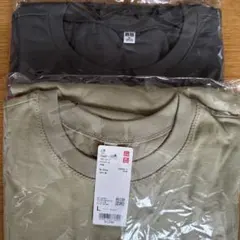 UNIQLO クルーネックTワンピース ダークグレイ グリーン(新品)