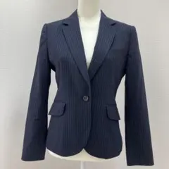 レミュー 洗える テーラードジャケット L 紺 ストライプ ストレッチのサムネイル