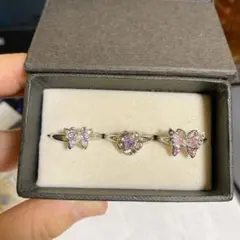 ANNA SUI アナスイ　バタフライ　リング　3点セット　ストーン