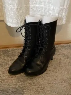 卒業式など　袴用ブーツ　24cm ブラック レースアップブーツ