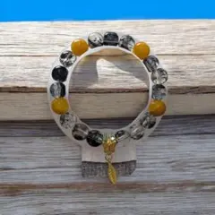 黒と黄色 ガラスビーズブレスレット