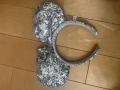 シルバー スパンコール ミッキー耳カチューシャ