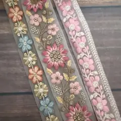 298.インド刺繍リボン 1m50cm×3本セット