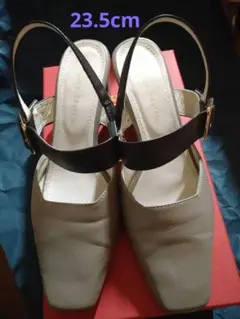 ORiental TRafficスクエアトゥバックルベルトパンプス グレー