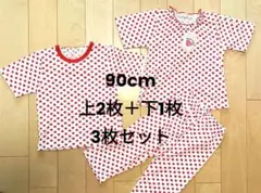 新品　未使用　90 女の子　ハート　ベビー　パジャマ　セット　半袖　夏用　お昼寝