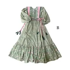 saruche ハンドブロックプリントワンピース　サルーチェ　インド綿