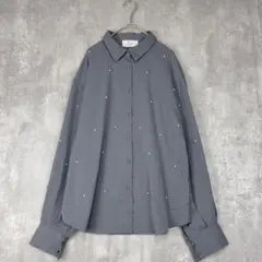 ♪　ボンルシール BONLECILL パール　ドット　グレー　ブラウス　長袖