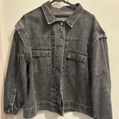 ブラック デニムジャケット Gジャン オーバーサイズ レディース