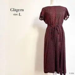 Glitgern ドット柄 半袖 ロング ワンピース Lサイズ グリッツァーン