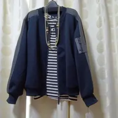 新品セレクトショップ購入袖ジップデザイン配色ダンボールブルゾンバイカラー