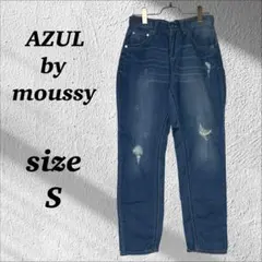 アズールバイマウジー（S）ダメージジーンズ　ソフトデニム　コットン混　ブルー