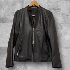 STUDIOUS ラムレザー シングルライダース レザージャケット M相当　黒